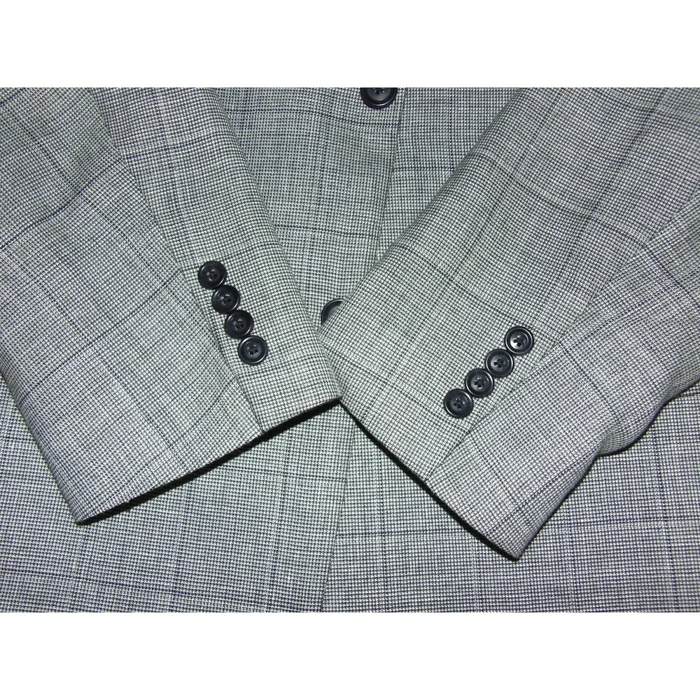 Jos. A. Bank 2 Button Wool/Linen Gray‎ Plaid Blazer Men's 44 Long